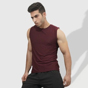 Débardeur sans manches col rond pour homme, rayures marron et blanches, imprimé au dos, séchage rapide, respirant, 100 % coton, tricoté décontracté - Product Image 5