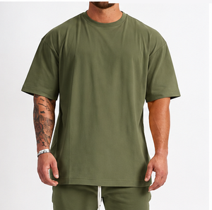 T-shirt en coton tricoté 100 % pour homme, grande taille, coupe classique, respirant, pour le fitness et le quotidien, personnalisable avec logo, vente en gros - Product Image 3