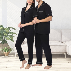 Conjunto de pijama ligero para hombre, ropa de dormir de punto 100% seda para primavera, otoño, verano e invierno, ropa de casa transpirable con logotipo frontal - Product Image 2