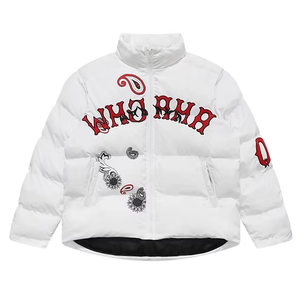 Veste matelassée blanche pour enfants, tendance streetwear, imprimée sur mesure, OEM ODM, respirante, imperméable en PU, hiver, unisexe - Product Image 1