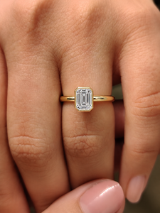 Elegant Simple <b>14K</b> Solid <b>Gold</b> Band 1.0CT 2.0CT 3.0CT IGI Ceretified Emerald Cut Lab Grown Diamond <b>Rings</b> Engagement <b>Rings</b> Gifts - Product Image 2