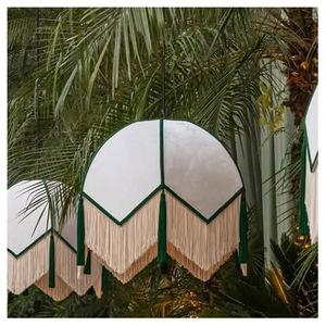 Lámpara Colgante de Techo Estilo Vintage Francés Personalizada, Lujosa Lámpara de Araña con Borlas y Flecos, Lámpara Colgante de Tela Estilo Boho para Restaurante y Hotel - Product Image 1