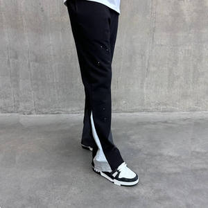 กางเกงวอร์มขาบานทรงลำลองคุณภาพสูง ปักโลโก้ตามสั่ง เอวยางยืด ไซส์ใหญ่ ผ้าฝ้าย 100% สำหรับผู้ชาย ทรงขาบานซ้อน - Product Image 4