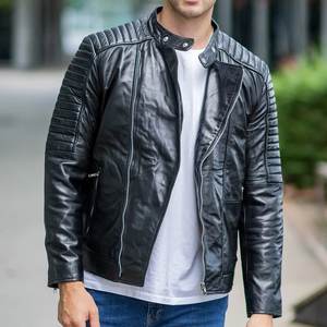 Veste noire personnalisée avec logo, très vendue, pour hommes, vestes en cuir vintage pour hommes, vestes de haute qualité, vestes d'hiver, style streetwear - Product Image 6