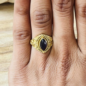 Anillo de Latón con Diseño Vintage Favorito del Comprador, Textura de Filigrana, Chapado en Oro, Anillo de Amatista, Estilo Tribal Bohemio, Anillo Ornamentado al por Mayor para Mujer - Product Image 6