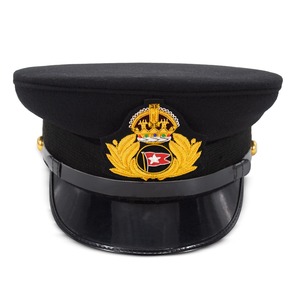 Gorra Plana de Lana Negra con Visera, Gorra de Marinero del Titanic para Hombre con Insignia Bordada, Gorra del Titanic Negra con Visera - Product Image 3