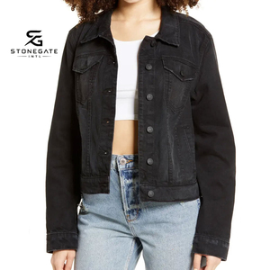 Chaqueta Vaquera Vintage para Mujer, Diseño Cortavientos, Proveedor ODM para Colecciones de Ropa de Otoño y Marcas de Ropa de Marca Privada - Product Image 1