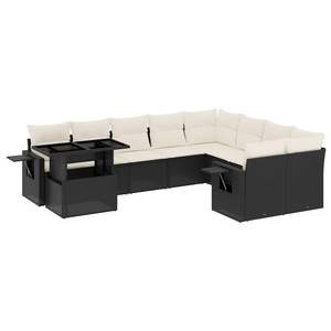 Black And Cream Garden <b>Sofa</b> Set With Cushions Outdoor Furniture UV Resistant PE <b>Rattan</b> Contemporary Design Waterproof - Product Image 4