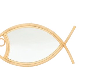 Miroir mural en rotin tressé artisanal de luxe, style bohème, pour chambre d'enfant, décoration murale en osier naturel - Product Image 2