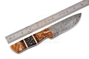 Couteau de chasse artisanal en acier Damas, le plus vendu, avec manche en bois de résine, lame fixe personnalisée, couteau de survie pour l'extérieur - Product Image 4