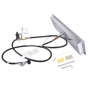 Kit Bruciatore a Gas Rettangolare in Acciaio Inossidabile da 24 x 8 Pollici per Braciere da Interno/Esterno con Ciotola Quadrata - Product Image 3