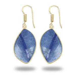 Blue Aventurine <b>Earrings</b> Adorable 18k Gold Plated Brass Charm <b>Earrings</b> Hanging Drop <b>Dangle</b> Party Wedding Gift Women - Product Image 1