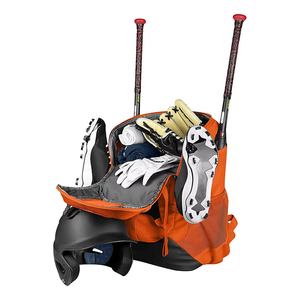 Mochila de Béisbol Naranja para Niños con Soporte para Bate, Compartimento para Zapatos, Correa para Casco, Bolsa Deportiva con Cierre - Product Image 2