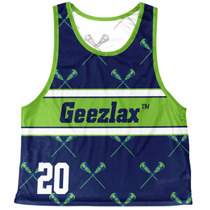 Geezlax Custom Sublimated Simple Printed Lacrosse Pinnie <b>Tank</b> <b>Top</b> Unisex <b>White</b> Green Navy 100% Polyester Breathable All Seasons - Product Image 3