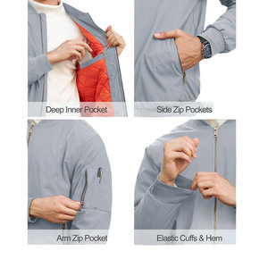 Jacket For Men Men's Jackets Closure Style Bomber Jacket For Men's OEM Custom Logo Logo Front Zipper Long Sleeves Elastic Cuffs - Product Image 5