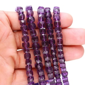 Perles cubiques d'améthyste africaine naturelle 6mm 7mm, perles de pierres précieuses facettées pour la fabrication de bijoux, perles en vrac, prix de gros, fournitures en vrac - Product Image 3