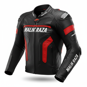 Veste de moto en cuir de vachette pleine fleur |   Manteau de motard en cuir pleine fleur de luxe MALIK RAZA |   Vêtements sur mesure haut de gamme, prix d'usine - Product Image 3