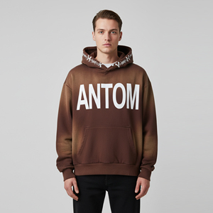 Custom Gradient <b>Brown</b> Oversized Hoodie 100% Cotton Heavyweight French Terry <b>Fleece</b> Drop Shoulder Men Streetwear for - Product Image 4