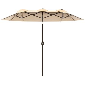 Ombrellone da Giardino a Doppia Faccia da 2,9 m con Inclinazione a Pulsante e 3 Prese d'Aria, 12 Stecche, in Poliestere per Esterni - Product Image 1