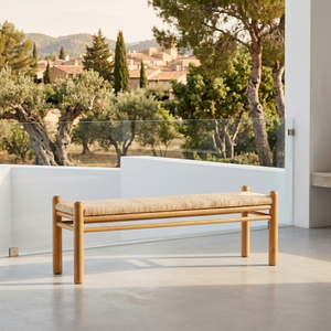 Kenzo Solid Wood <b>Bench</b> with Handwoven <b>Seat</b> Natural Warmth Durable Easy Clean Rectangular Design Timeless Minimalist Style - Product Image 6
