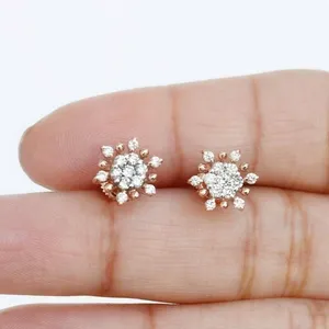 Moissanite Stud <b>Earrings</b> <b>Silver</b> Flower Design Luxury Sparkling Jewelry Gift for Women <b>Wedding</b> Engagement Fine Jewelry - Product Image 2