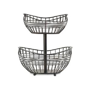 Cesta de Almacenamiento de Frutas de Metal de 2 Niveles, Redonda, Moderna, de Alta Calidad, Precio Económico, Tamaño y Forma Personalizables - Product Image 1