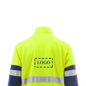 Working Wear Men's <b>Hi</b> <b>Vis</b> High Visibility <b>Softshell</b> Safety Work <b>Jackets</b> Waterproof Construction Security Reflective Tape <b>Jackets</b> - Product Image 4