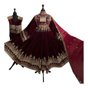 Wholesale Women's Clothing Handmade Afghani Dress Women High Quality 100% Velvet Afghan Vintage Women Custom <b>Wedding</b> Dresses - Product Image 1