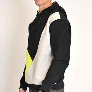 Men's Black Hooded <b>Zip</b>-<b>Up</b> Sweatshirt Loose Fit Cotton French Terry Casual Print Long Sleeve Autumn Wear Embroidered Front - Product Image 3