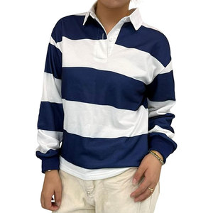 Vêtements de sport personnalisés en gros pour équipes sportives, maillot de rugby à manches longues avec col en twill, chemises polo rayées de rugby emblématiques pour hommes, vêtements de sport - Product Image 3