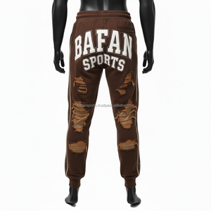 กางเกงผ้าขนแกะสีน้ำตาลเข้มมี320แกรมปักลายนกอินทรีด้วยพลอยเทียมปักโลโก้ซักได้ตามต้องการ - Product Image 2