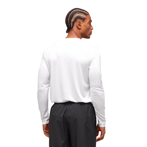 <b>Mens</b> Slim Fit <b>Long</b> <b>Sleeve</b> T <b>Shirt</b> <b>White</b> Stretch Performance Gym Training Athletic Sports Casual Activewear Top - Product Image 2