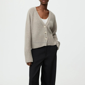 Long Sleeve Knitted Women's Winter <b>Cardigan</b> <b>Sweater</b> Wool/Acrylic Material Coarse Wool Covered Button Closure Patch Design - Product Image 5