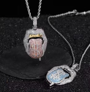 Colgante de Labios de Lujo con Incrustaciones de Moissanita, Chapado en Plata 935, Estilo Hiphop, Unisex, Certificado IGI, 2.00 Pulgadas - Product Image 5