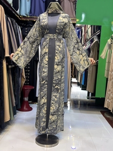 Wholesale Umbrella Abaya Stone Work Handmade Sequined Arabic Dubai Style Full Flare Nida Fabric Evening Party Dress - Product Image 6