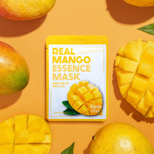 Masque facial en coton aux herbes FARMSTAY REAL MANGO ESSENCE (10 pièces) Hydratant Nourrissant Raffermissant Tous types de peau Kbeauty - Product Image 4