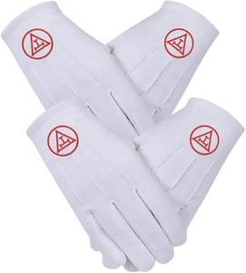 Guantes Masónicos Royal Arch para Hombre, Guantes de Ceremonia de Algodón Blanco con Símbolo Bordado, Regalia Masónica - Product Image 6