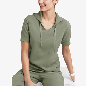 Ensemble de blouses d'infirmière personnalisées OEM pour femmes avec sweat à capuche et cordon de serrage, en tissu tricoté, couleur et logo personnalisables - Product Image 5