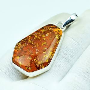 Coffin Baltic Amber Pendant Sterling Silver Boho Gothic Handmade Jewelry Gift For Women <b>Men</b> - Product Image 3