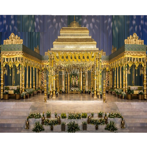 Mandap de Boda Dorado Estilo Templo Tradicional del Sur de la India, Mandapam para Bodas Tradicionales, Compre Mandapam Muhurtham para Bodas Tamilas en el Reino Unido - Product Image 1