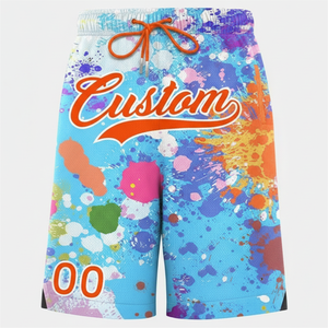 Custom <b>Paint</b> Splatter Basketball Shorts Men's Quick Dry Drawstring Sport Shorts with Front Logo and Number 00 - Product Image 1