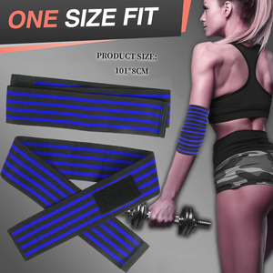 Bande de compression élastique noire et bleue respirante et réglable pour le soutien du genou, du coude et de la cheville, idéale pour le sport et la gym - Product Image 6