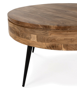Midcentury Modern Round Wood <b>Coffee</b> <b>Table</b> with <b>Lift</b> Top Foldable Design Metal Legs Handmade Living Room Furniture - Product Image 4