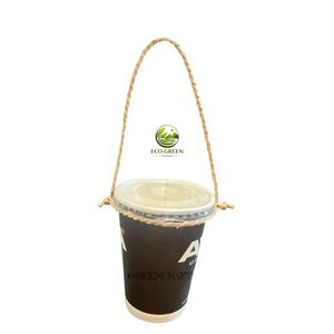 Biodegradable Seagrass Coffee <b>Cup</b> Holder Bag Handmade Beverage Carrier Strap Bohemian Design Reusable Eco-Friendly Business Gift - Product Image 6