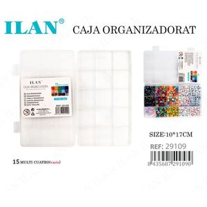 Scatola organizer in plastica trasparente ILAN con 15 scomparti 10x17 cm per la conservazione di perline - Product Image 3