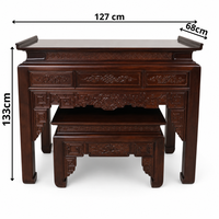 Table d'autel Taoïste Ngu Phuc en bois gravé Tam Viet Sindora, réutilisable, à un niveau, pour décoration de salon