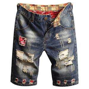 Shorts en jean pour homme, style streetwear, taille élastique, coupe mi-haute, en coton biologique, respirant et à séchage rapide - Product Image 1