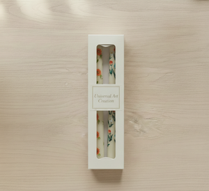 Wildflower Garden Hand-Painted Soy Wax Smokeless Taper <b>Candle</b> <b>Set</b> (<b>Set</b> of 2) for Home Decor Christmas & Birthdays - Product Image 2