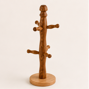 Natural Rustic Wooden Mug Rack <b>Tree</b> Handcrafted Farmhouse Coffee Cup Stand Space-Saving <b>Tabletop</b> Hanger for Mugs & Accessories - Product Image 4