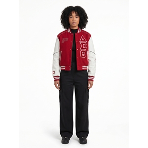 Veste universitaire personnalisée pour femme en laine épaisse et cuir, avec logo brodé, style streetwear de luxe, manteau Letterman Cyberpunk OEM - Product Image 1